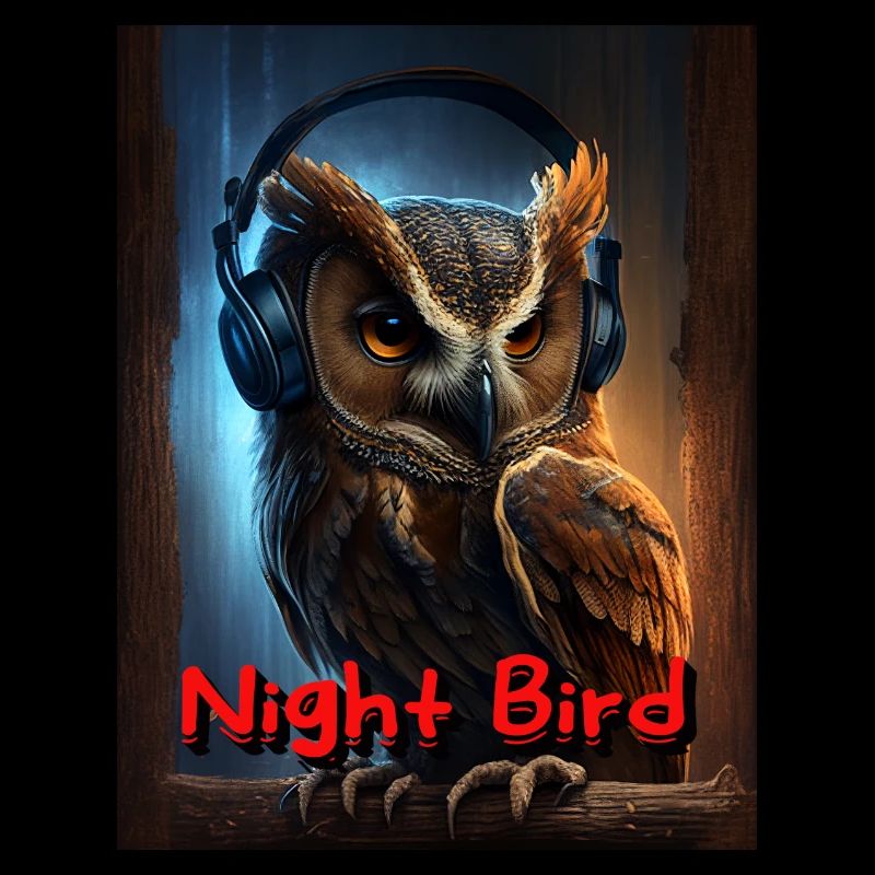 Noctambule avec écouteurs