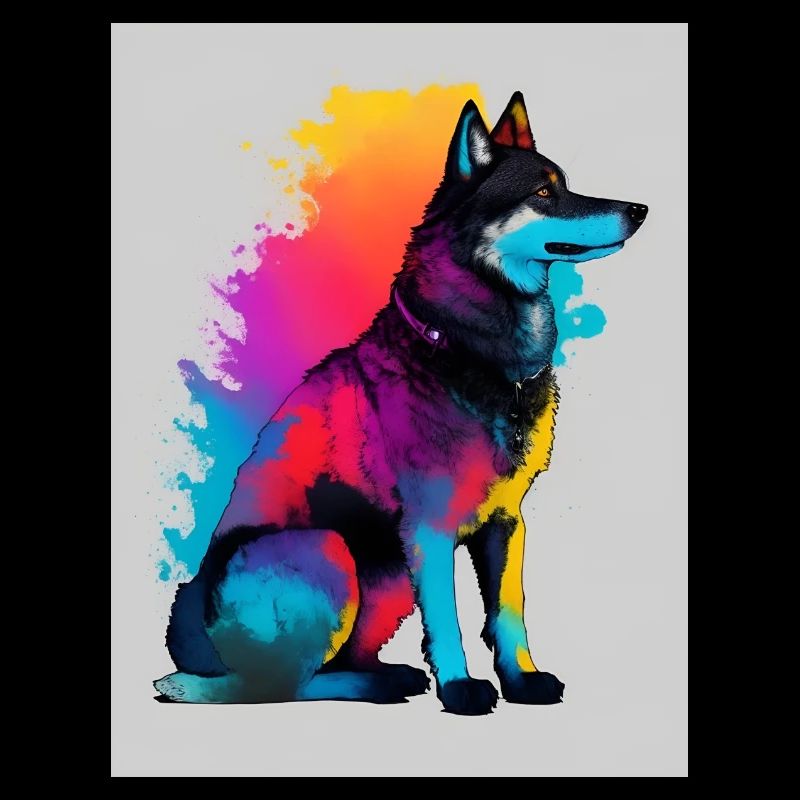 Ein Hund Wolf silhoutte bunt. schöner Hund wölf
