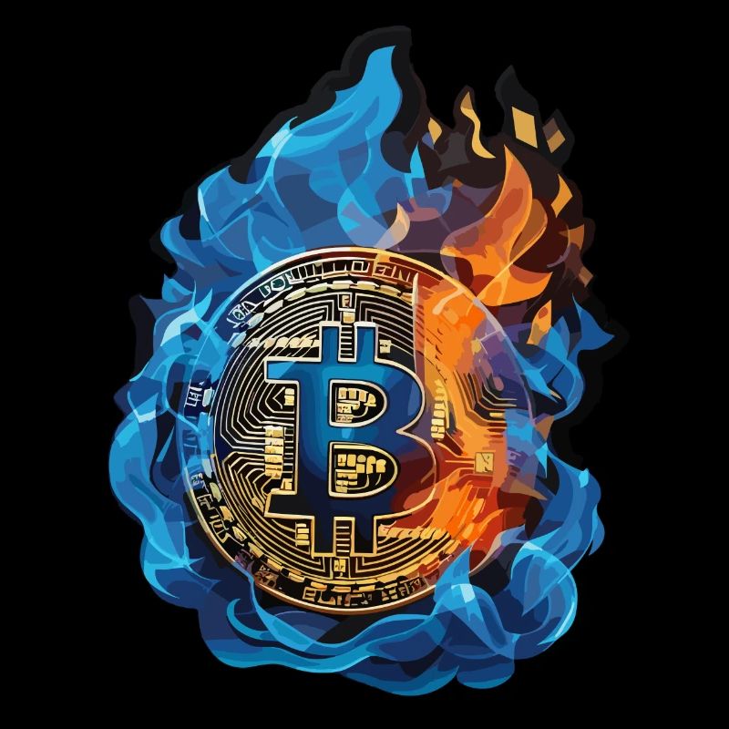 Blue Burning Bitcoin - cryptic enthusiasm