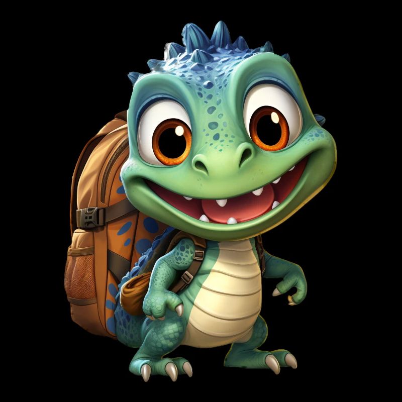 Dino boy with backpack.