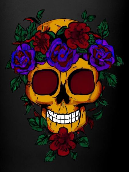 Crâne avec des fleurs