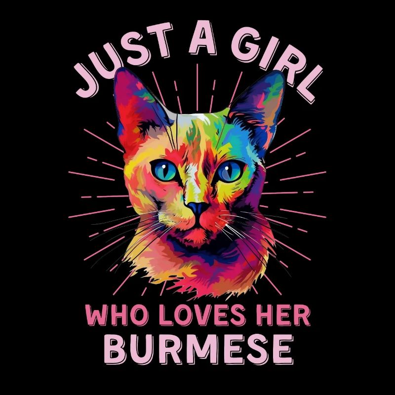 Burmese Cat Lover Colorful Burmese Cat