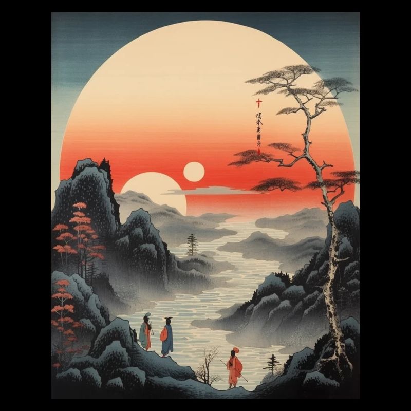 Coucher de soleil Ukiyo-e