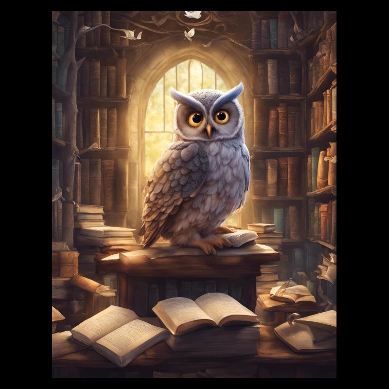 Hibou dans la bibliothèque