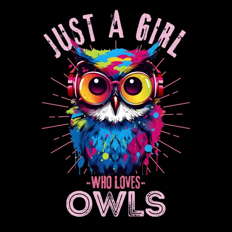 Bunte Eule mit Kopfhörer