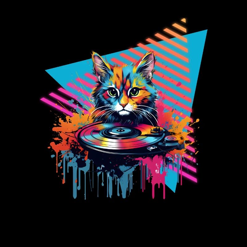 Cat Vinyl Record 80s Style