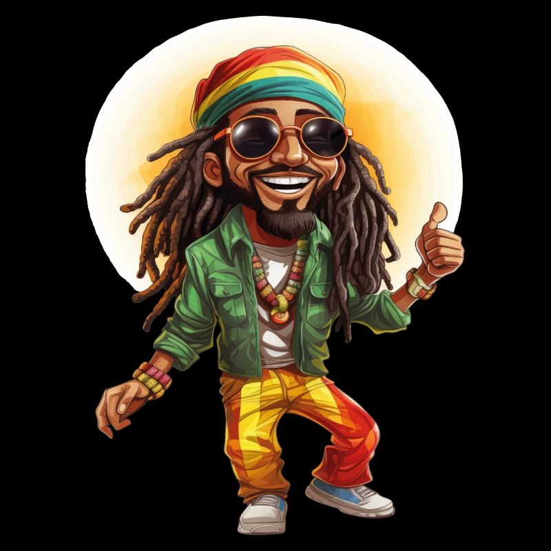 Tom le personnage de dessin animé de style reggae rastafari.