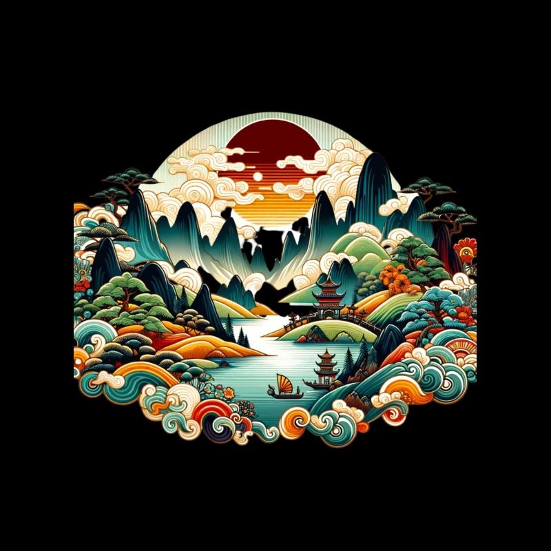 Paysage folklorique chinois vibrant