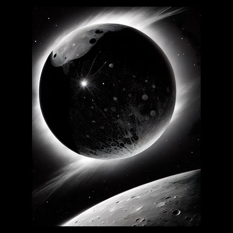 Dark Planet and Moon Solar System Galaxy Star