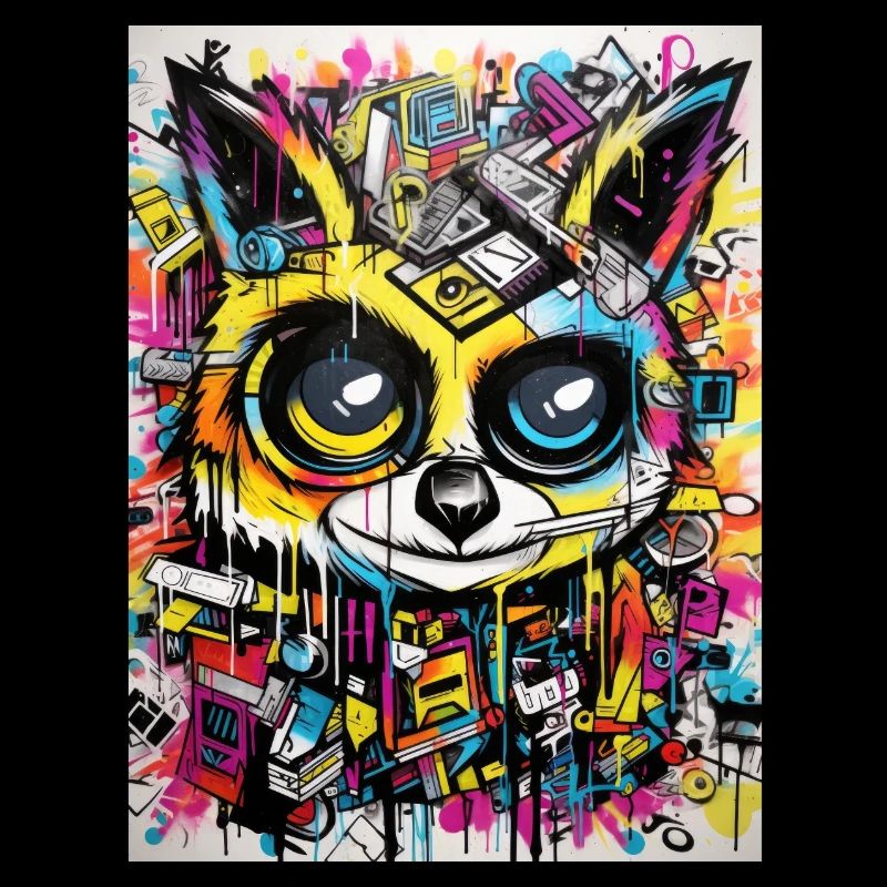 raccoon comic graffiti