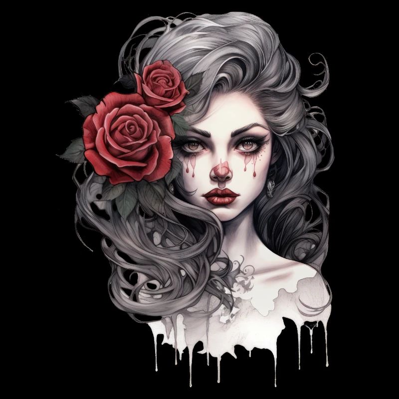 Gothic Rose Queen Illustration Graphic Beauty
