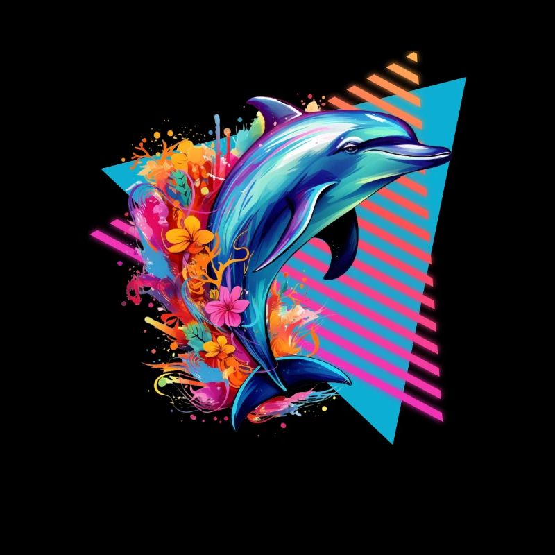 Bunter Delfin mit Blumen