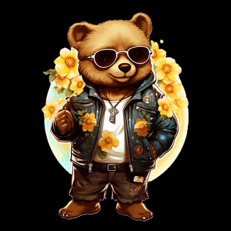 Cool teddy bear in spring