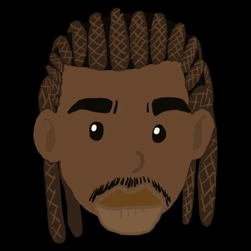 Schwarzer Mann mit Zöpfen