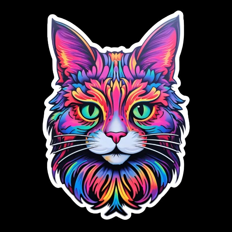 Cat Illustration Psychedelic