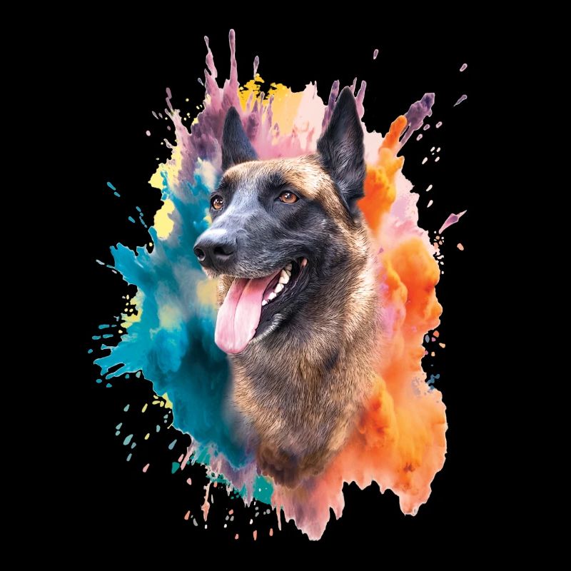 tête de malinois couleurs chaudes