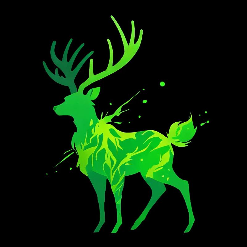 Green Deer Silhouette