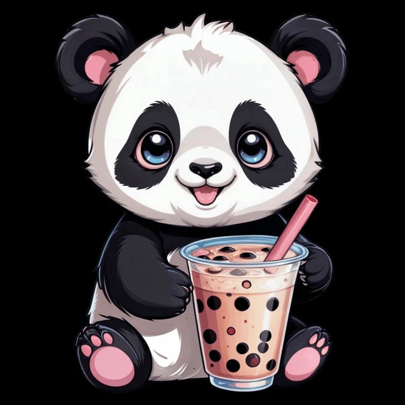 Panda mignon buvant un bubble tea