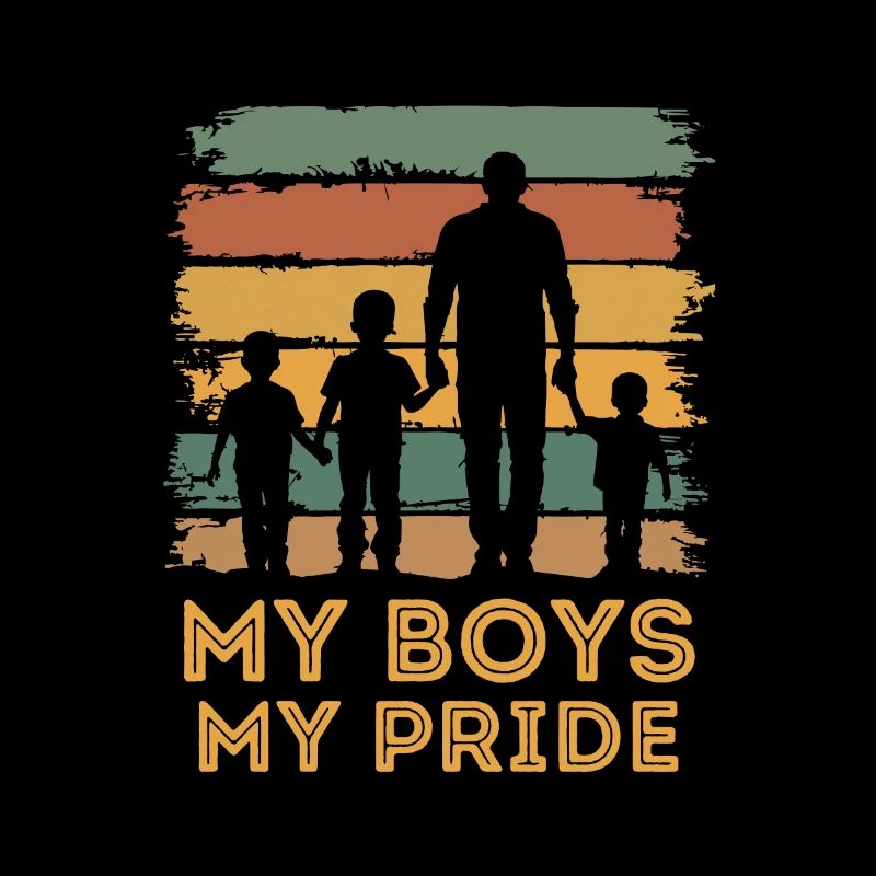Father's Day father with three sons retro vintage