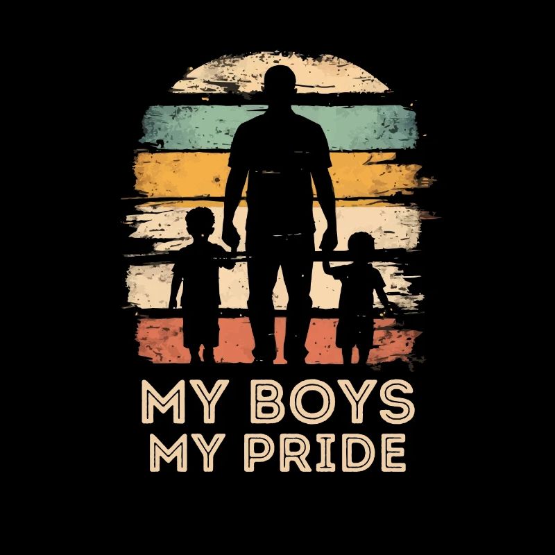 Father's Day father with two sons retro vintage