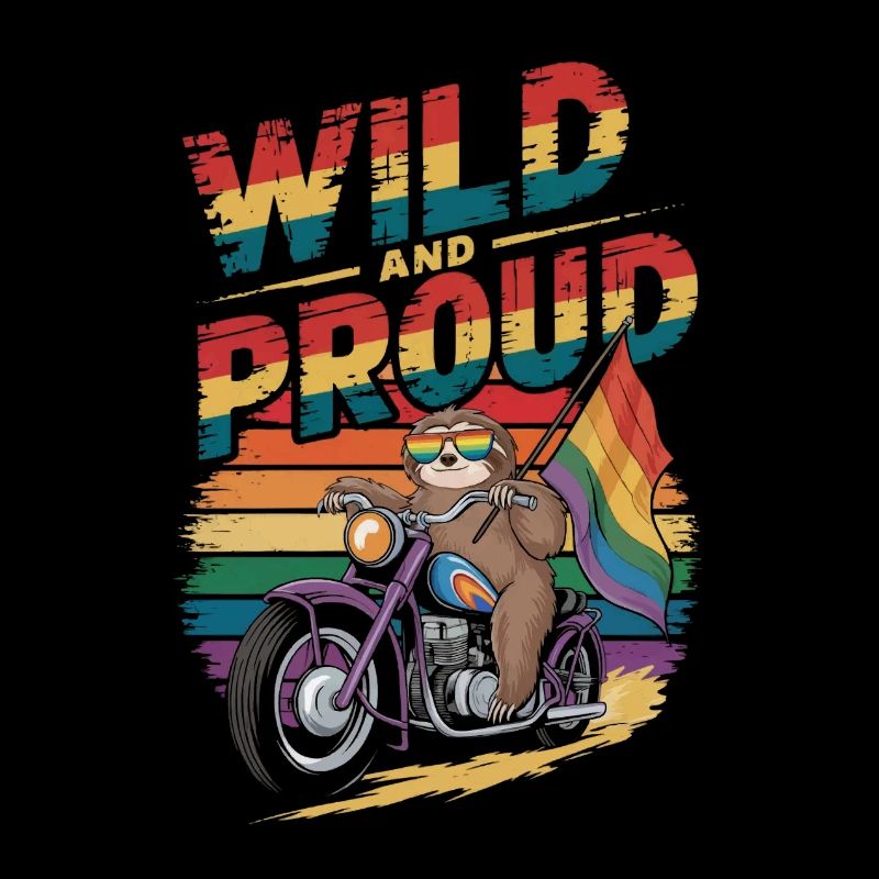 Sloth Rides Motorcycle LGBTQ Rainbow Banner