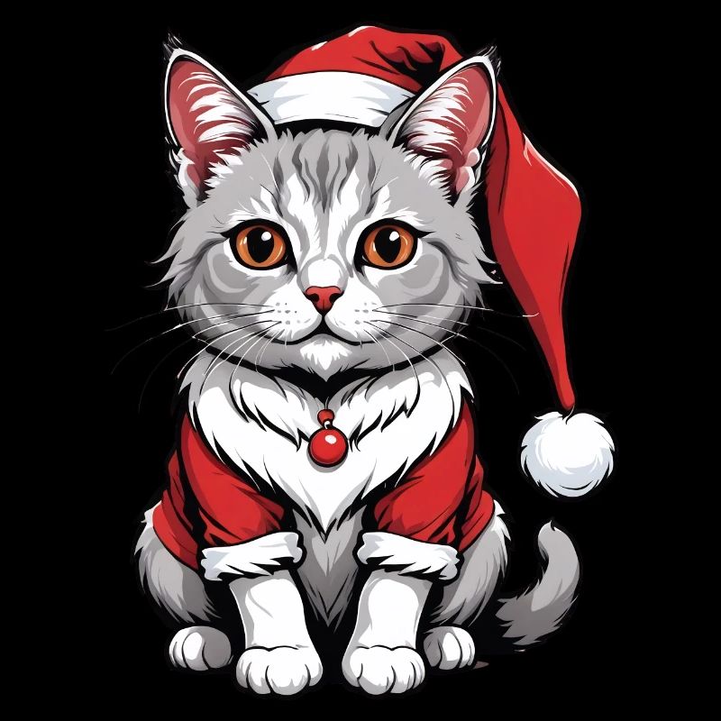 Weihnachtskatze Weihnachtsmann Katze Cat Geschenk