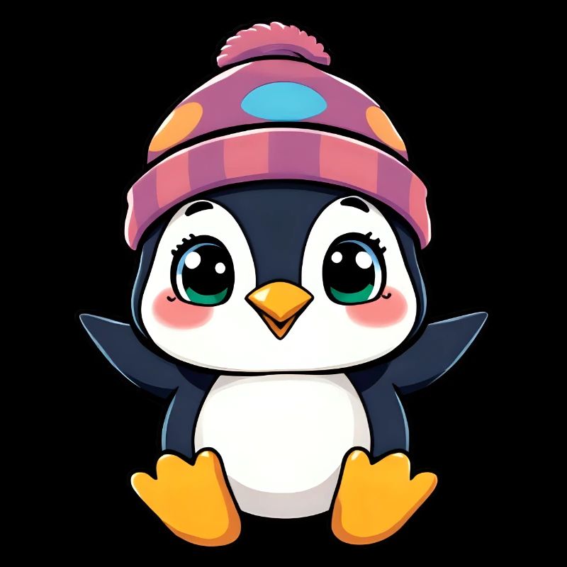 Charmanter Pinguin mit pinker Mütze & Polka Dots