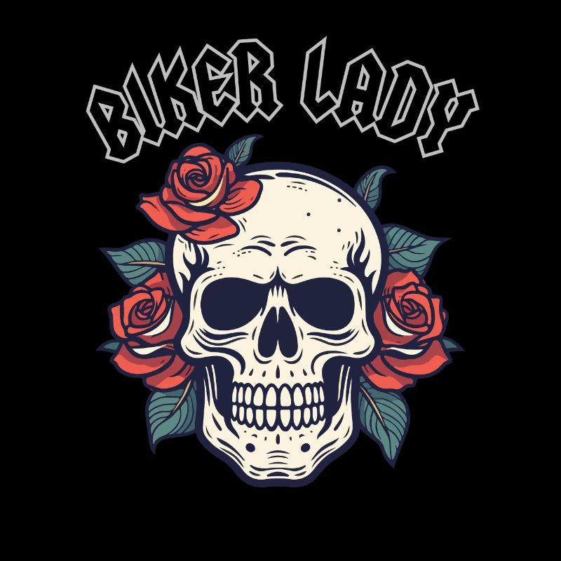 BIKER LADY WITH ROSE