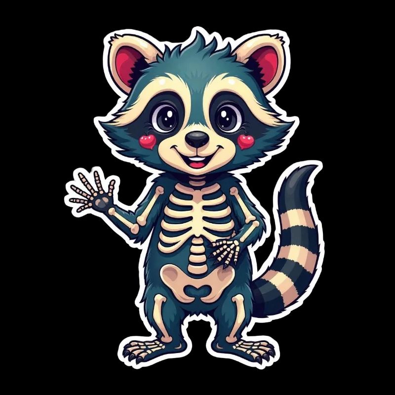 Raton laveur squelette – Mignon, effronté et un peu