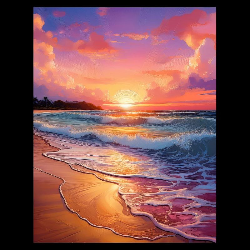 Coucher de soleil kitsch au bord de la mer