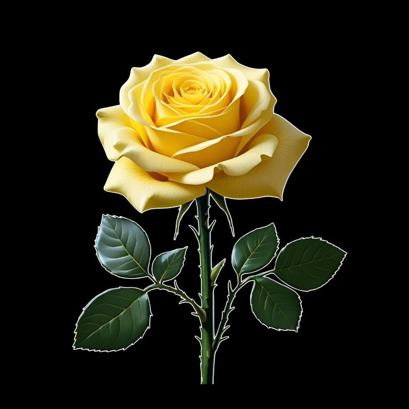 Rose jaune sur feuilles vertes