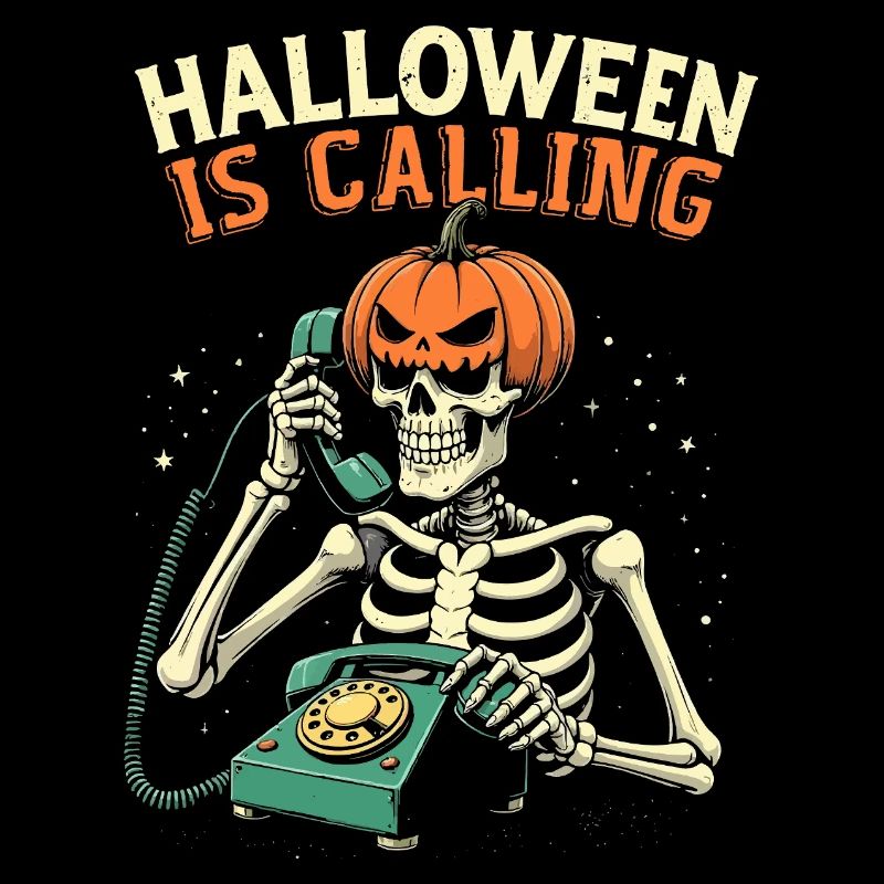 Squelette Halloween avec Citrouille