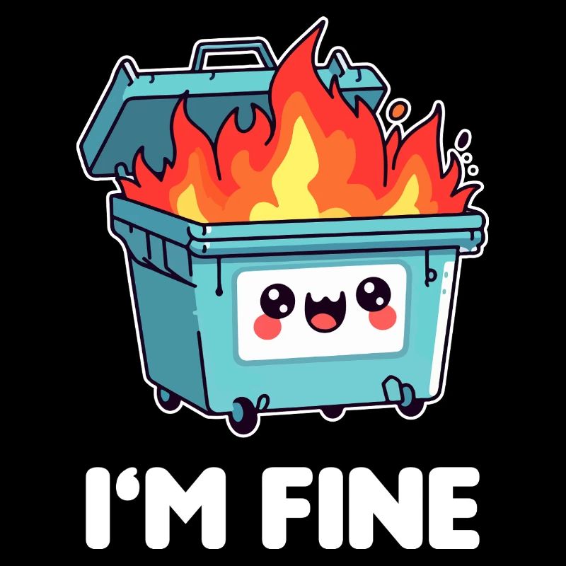 Kawaii Brennender Mülleimer