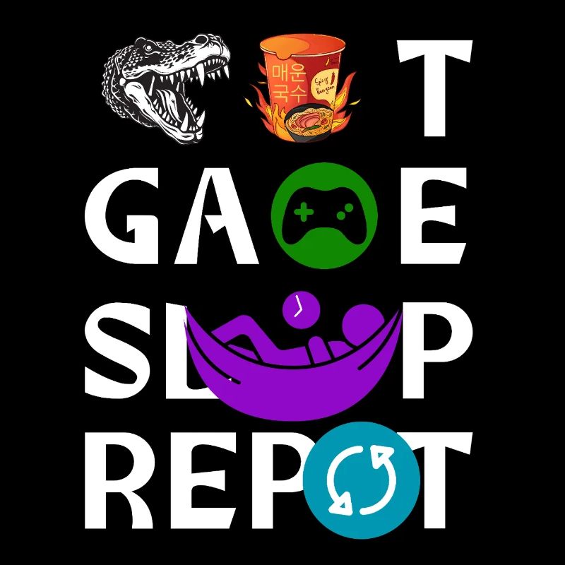 Eat Sleep Game Repeat Icon Collage