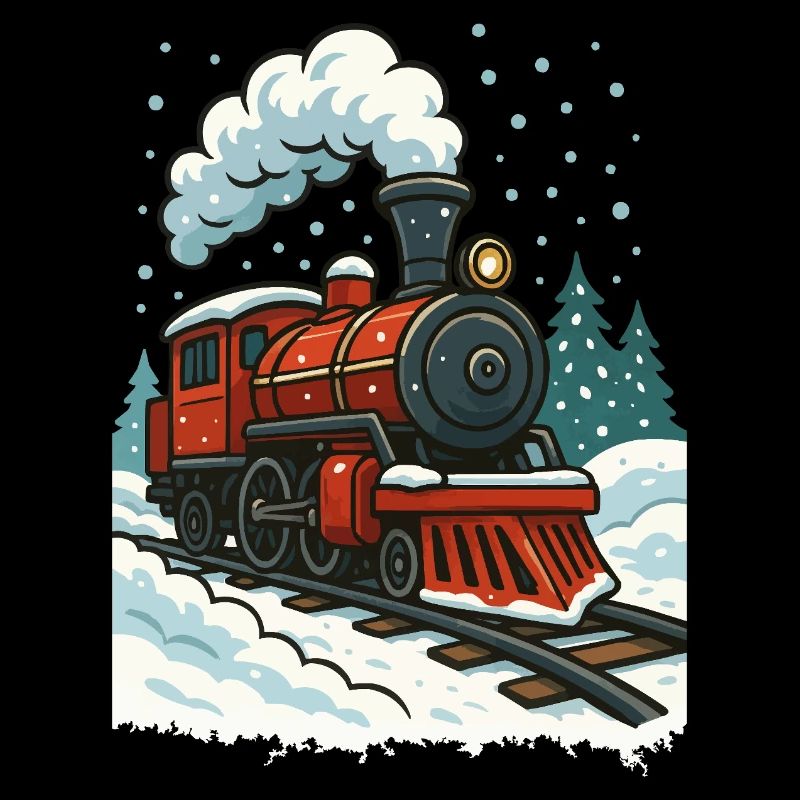Winterliche Dampflok Comic