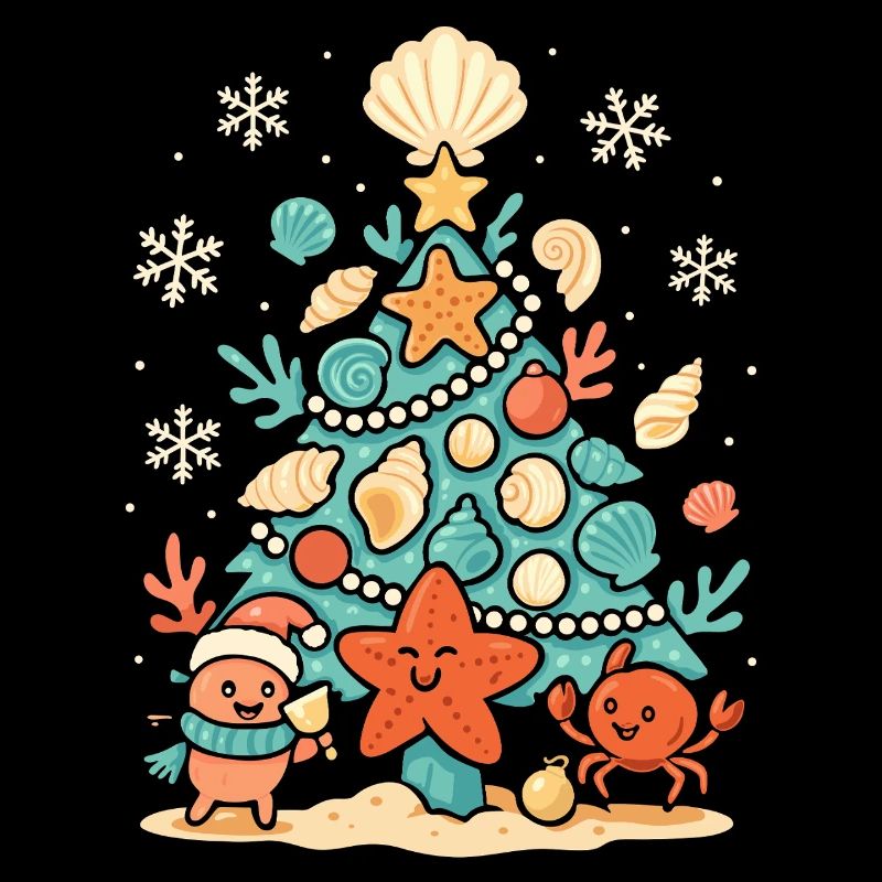 Maritimer Weihnachtsbaum mit Seestern & Krabbe