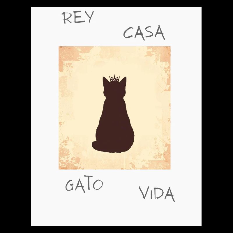 King Cat in Silhouette with Crown