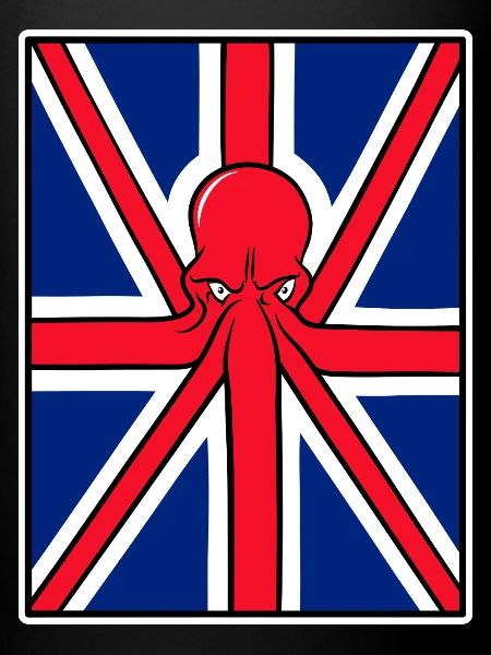 Drapeau Union Jack pieuvre rouge