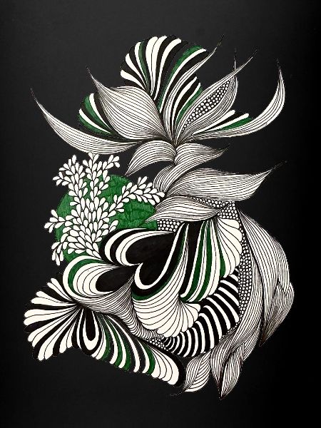 Green Lines Botanical Pattern