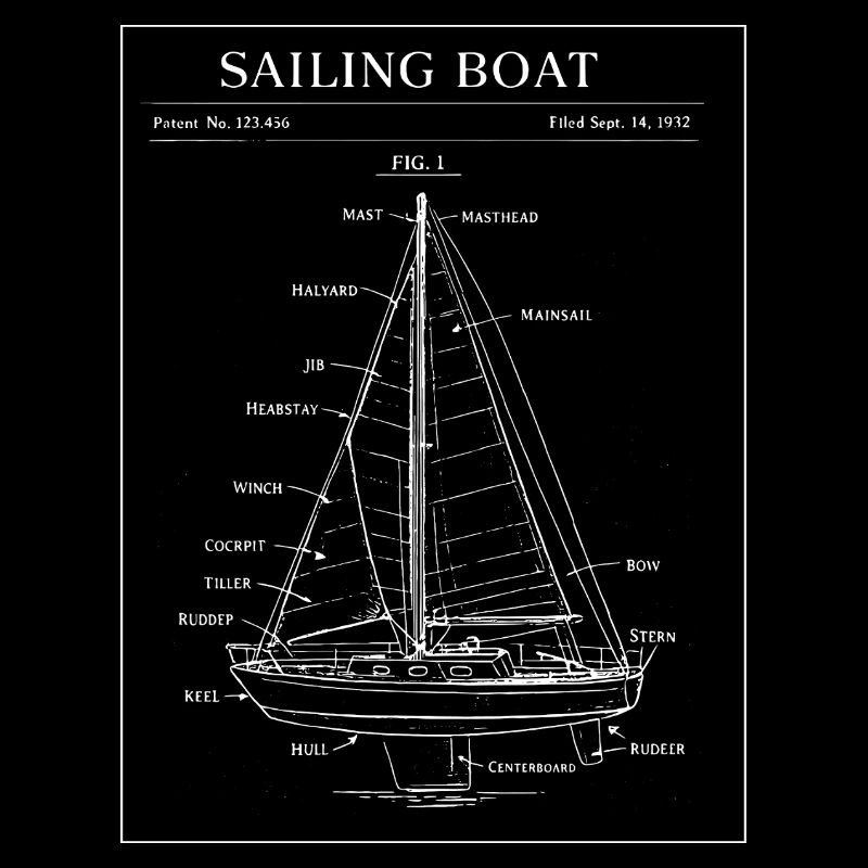 Sailing Boat Blueprint Line Art