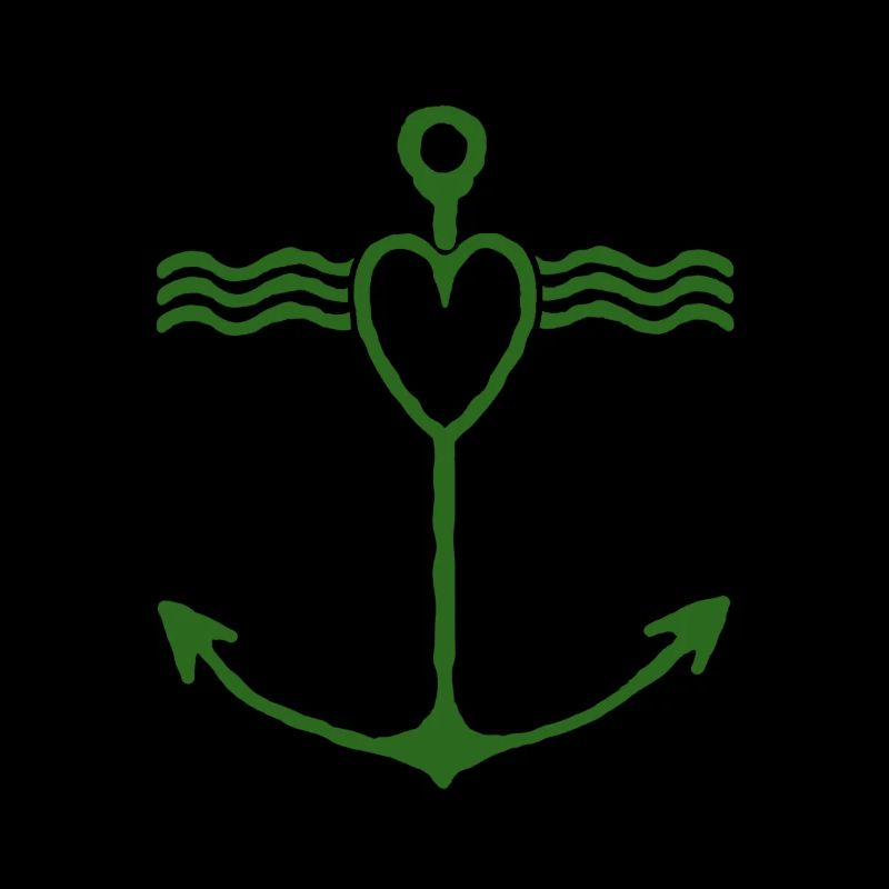 Heart anchor with wavy lines