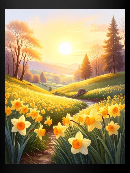 Jonquilles sur une prairie printanière