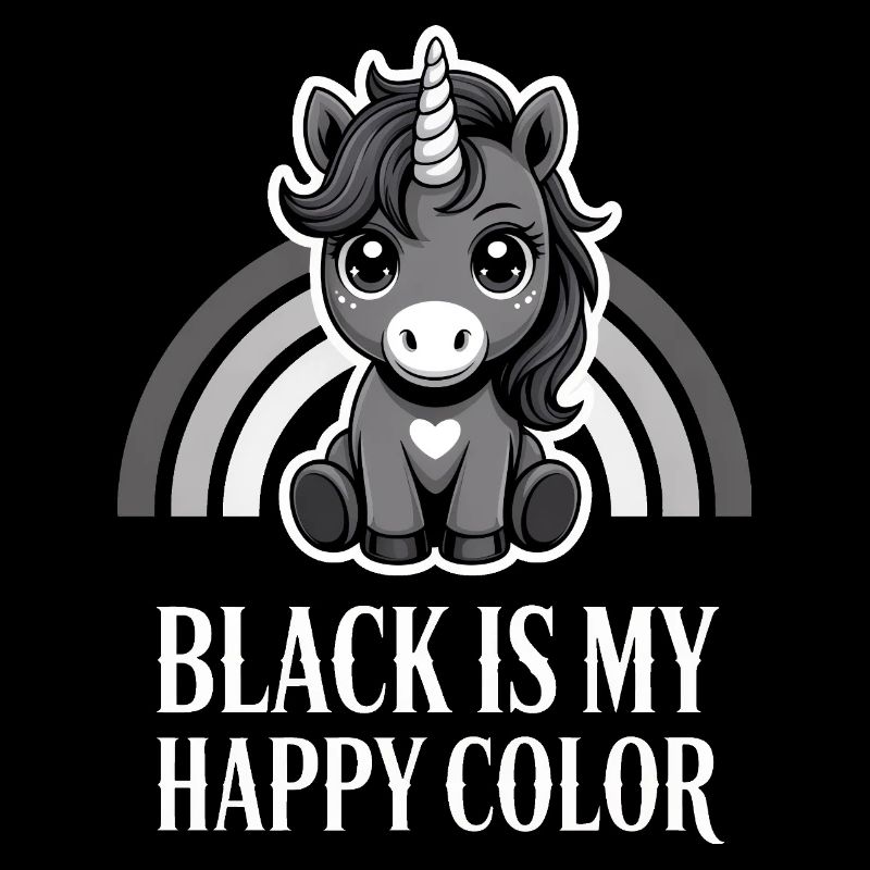 Licorne Noire Joyeuse Couleur