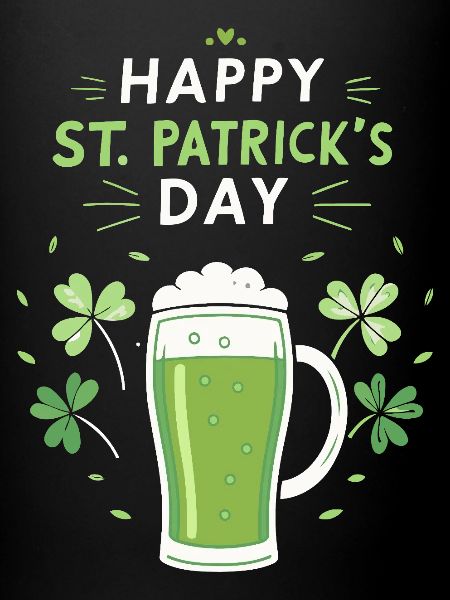 Verre vert Saint-Patrick et trèfles