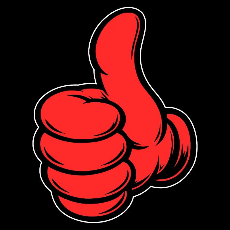 OK Comic Daumenhoch Handsymbol rot