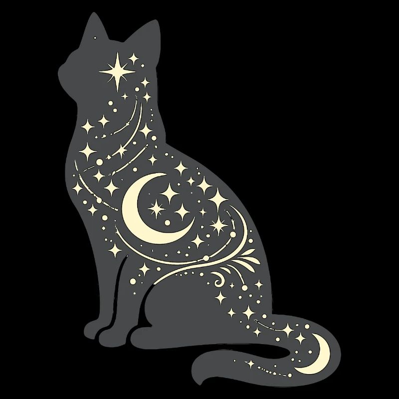 Moon Star Cat Silhouette