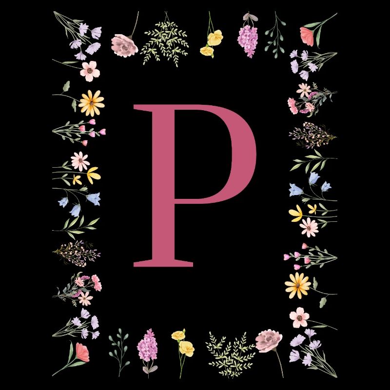 Florale Initialen "P", Buchstaben Monogramm
