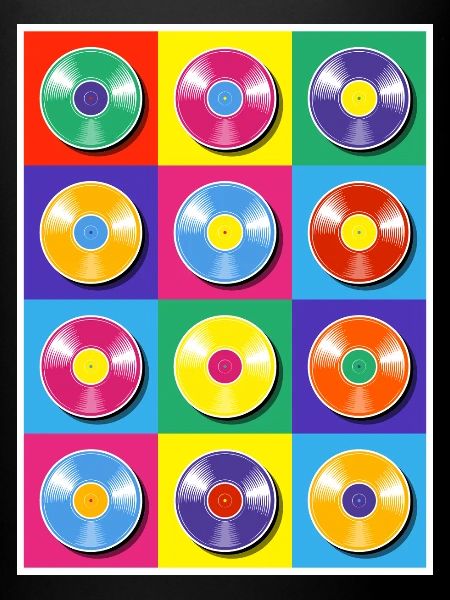 Collage Pop Art d’albums vinyles