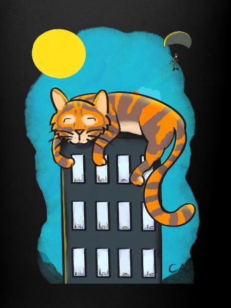 Cat over skyscrapers