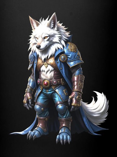 Wolfsheld in blauer Rüstung